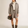 Jacheta bomber pentru femei din lână ecru maro cu model în zig-zag Jacheta bomber pentru femei din lână ecru maro cu model în zig-zag