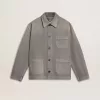 Jacheta din denim gri pentru bărbați, cu ținte Jacheta din denim gri pentru bărbați, cu ținte