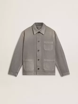 Jacheta din denim gri pentru bărbați, cu ținte