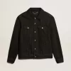 Jacheta din denim negru pentru bărbați, spălată o singură dată Jacheta din denim negru pentru bărbați, spălată o singură dată