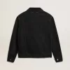 Jacheta din denim negru pentru bărbați, spălată o singură dată Jacheta din denim negru pentru bărbați, spălată o singură dată