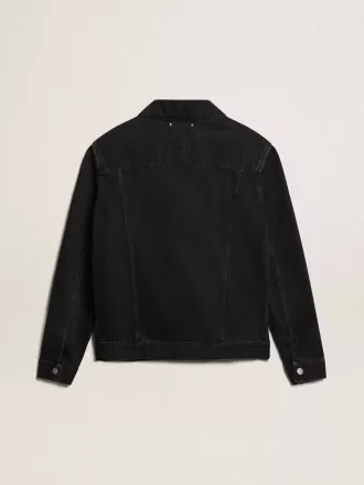 Jacheta din denim negru pentru bărbați, spălată o singură dată