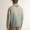 Jacheta din denim pentru bărbați, cu efect uzat, cu fermoar Jacheta din denim pentru bărbați, cu efect uzat, cu fermoar