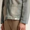 Jacheta din denim pentru bărbați, cu efect uzat, cu fermoar Jacheta din denim pentru bărbați, cu efect uzat, cu fermoar