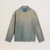 Jacheta din denim pentru bărbați, cu efect uzat, cu fermoar Jacheta din denim pentru bărbați, cu efect uzat, cu fermoar