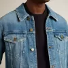 Jacheta din denim pentru bărbați, cu spălare medie
