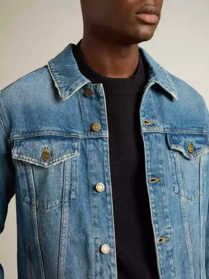 Jacheta din denim pentru bărbați, cu spălare medie