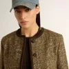 Jacheta Journey pentru femei din tweed de lână cu detalii din piele de căprioară de culoare cafenie Jacheta Journey pentru femei din tweed de lână cu detalii din piele de căprioară de culoare cafenie