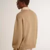 Jacheta pentru bărbați din piele nubuc de culoare travertin, cu mâneci și spate din amestec de lână