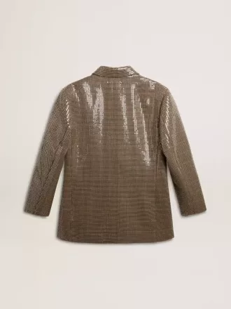 Jacheta pentru femei cu model houndstooth și broderie cu paiete pe toată suprafața