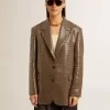 Jacheta pentru femei cu model houndstooth și broderie cu paiete pe toată suprafața Jacheta pentru femei cu model houndstooth și broderie cu paiete pe toată suprafața