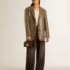 Jacheta pentru femei cu model houndstooth și broderie cu paiete pe toată suprafața Jacheta pentru femei cu model houndstooth și broderie cu paiete pe toată suprafața
