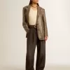 Jacheta pentru femei cu model houndstooth și broderie cu paiete pe toată suprafața Jacheta pentru femei cu model houndstooth și broderie cu paiete pe toată suprafața
