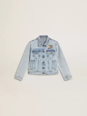 Jacheta ușoară din denim cu broderie