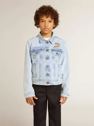 Jacheta ușoară din denim cu broderie