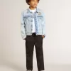 Jacheta ușoară din denim cu broderie