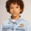 Jacheta ușoară din denim cu broderie