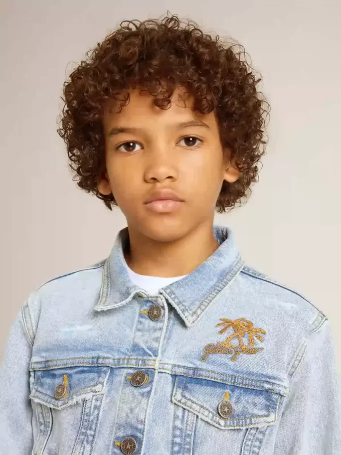 Jacheta ușoară din denim cu broderie