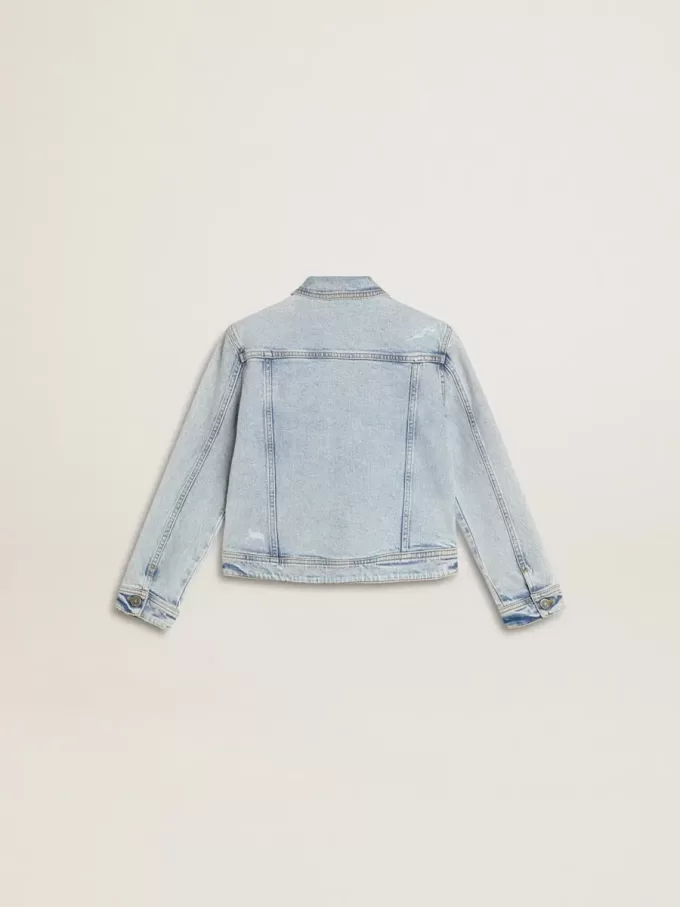Jacheta ușoară din denim cu broderie
