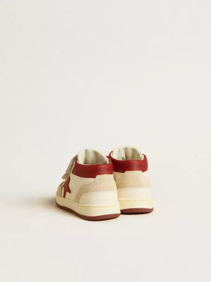 June Junior din piele nappa și piele întoarsă, cu stea și bandă pe călcâi din piele roșie June Junior din piele nappa și piele întoarsă, cu stea și bandă pe călcâi din piele roșie