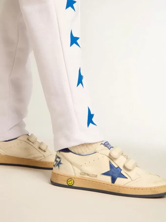 Junior Ball Star cu stea din piele metalică albastră și bandă la călcâi Junior Ball Star cu stea din piele metalică albastră și bandă la călcâi