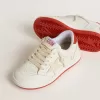 Junior Ball Star din piele cu stea de culoare crem și călcâi din piele roșie Junior Ball Star din piele cu stea de culoare crem și călcâi din piele roșie