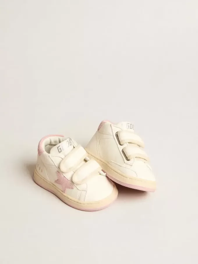 Junior June din piele nappa cu stea din piele de căprioară roz vechi și bandă la călcâi Junior June din piele nappa cu stea din piele de căprioară roz vechi și bandă la călcâi