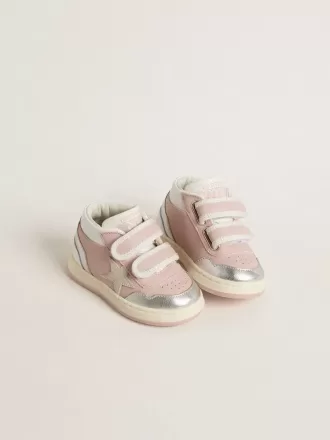 Junior June din piele roz cu inserții din piele metalică și stea din piele de căprioară Junior June din piele roz cu inserții din piele metalică și stea din piele de căprioară