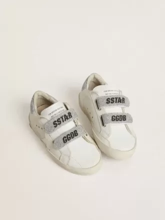 Junior Old School cu talpă și curele cu cristale Swarovski argintii Junior Old School cu talpă și curele cu cristale Swarovski argintii
