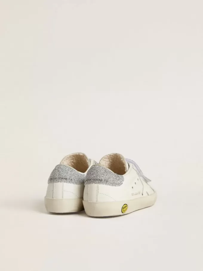 Junior Old School cu talpă și curele cu cristale Swarovski argintii Junior Old School cu talpă și curele cu cristale Swarovski argintii