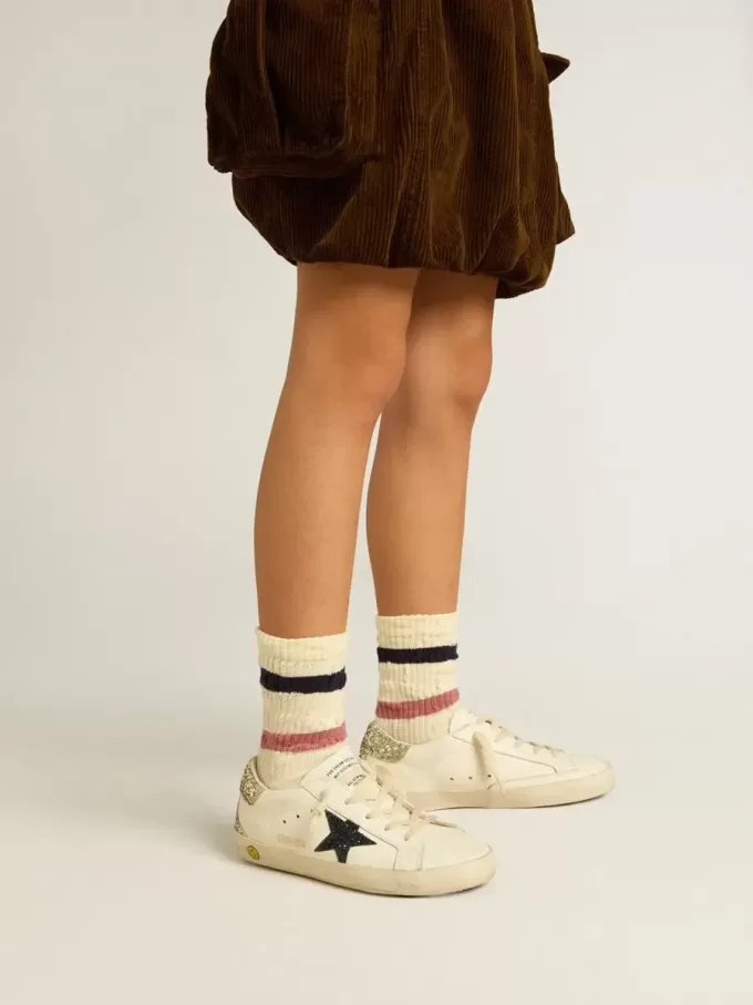 Junior Super-Star din piele cu stea strălucitoare și talpă cu toc Junior Super-Star din piele cu stea strălucitoare și talpă cu toc