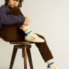 Junior Super-Star din piele nappa cu stea bej și talpă albastră