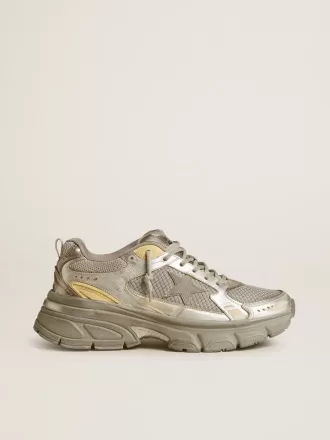 Lightstar pentru femei din piele metalică și plasă argintie cu stea gri