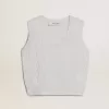 Maiou fără mâneci pentru femei, din tricot albastru deschis Maiou fără mâneci pentru femei, din tricot albastru deschis