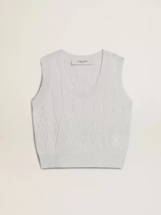 Maiou fără mâneci pentru femei, din tricot albastru deschis