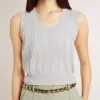 Maiou fără mâneci pentru femei, din tricot albastru deschis Maiou fără mâneci pentru femei, din tricot albastru deschis