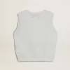 Maiou fără mâneci pentru femei, din tricot albastru deschis Maiou fără mâneci pentru femei, din tricot albastru deschis