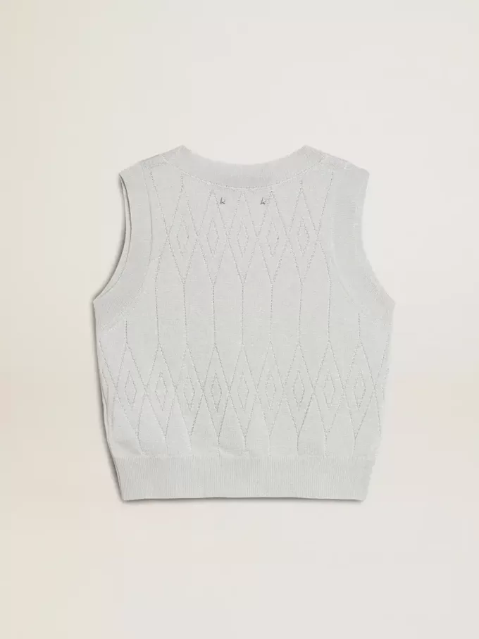 Maiou fără mâneci pentru femei, din tricot albastru deschis Maiou fără mâneci pentru femei, din tricot albastru deschis