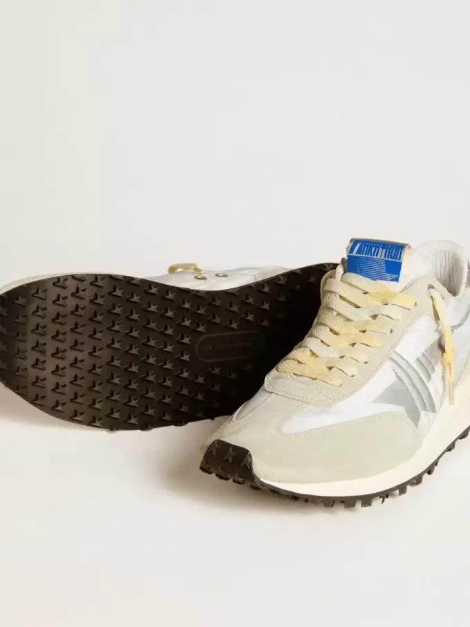 Marathon pentru bărbați, cu partea superioară din nailon alb și stea argintie Marathon pentru bărbați, cu partea superioară din nailon alb și stea argintie
