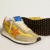 Marathon pentru femei, cu partea superioară din nailon galben și stea portocalie Marathon pentru femei, cu partea superioară din nailon galben și stea portocalie