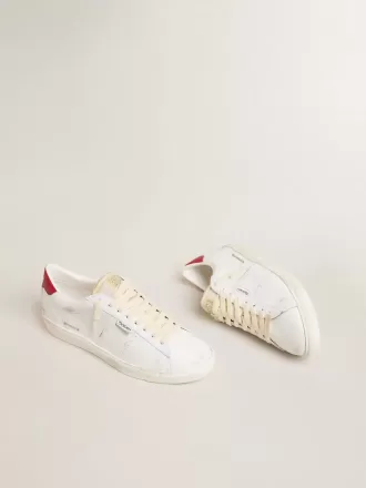 Matchstar din piele albă lucioasă cu călcâi din piele roșie lucioasă Matchstar din piele albă lucioasă cu călcâi din piele roșie lucioasă