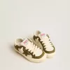 May Teen din piele albă și verde militar May Teen din piele albă și verde militar
