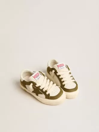 May Teen din piele albă și verde militar May Teen din piele albă și verde militar