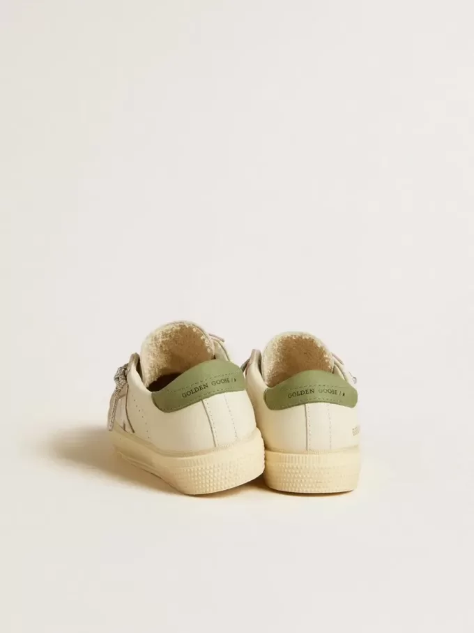 May Teen din piele nappa cu stea argintie și talpă verde măslin May Teen din piele nappa cu stea argintie și talpă verde măslin