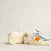 May Teen din piele nappa cu stea din piele portocalie și inserții din piele de căprioară albastră May Teen din piele nappa cu stea din piele portocalie și inserții din piele de căprioară albastră