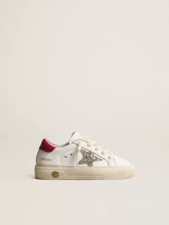 May Young din piele nappa cu stea strălucitoare platinată și talpă magenta May Young din piele nappa cu stea strălucitoare platinată și talpă magenta