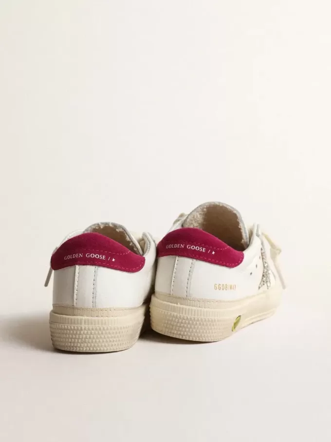 May Young din piele nappa cu stea strălucitoare platinată și talpă magenta May Young din piele nappa cu stea strălucitoare platinată și talpă magenta