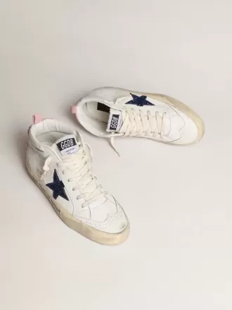 Mid Star cu stea albastră strălucitoare și călcâi din piele de căprioară roz Mid Star cu stea albastră strălucitoare și călcâi din piele de căprioară roz