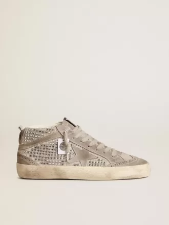 Mid Star din piele de căprioară argintie cu cristale Swarovski și stea din piele de căprioară Mid Star din piele de căprioară argintie cu cristale Swarovski și stea din piele de căprioară