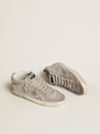 Mid Star din piele de căprioară argintie cu cristale Swarovski și stea din piele de căprioară Mid Star din piele de căprioară argintie cu cristale Swarovski și stea din piele de căprioară
